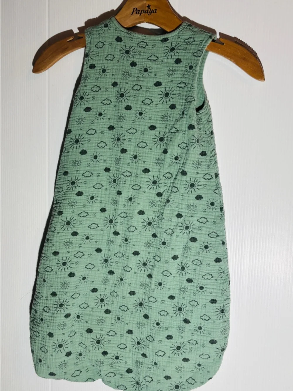 Mexx Mint Green Sun & Cloud Sleeveless Sleep Sack with Front Zipper 100% cotton